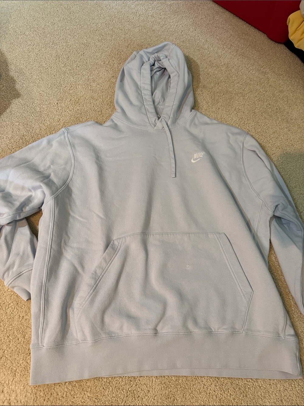 Nike Pale Blue Pullover Hoodie with White Swoosh